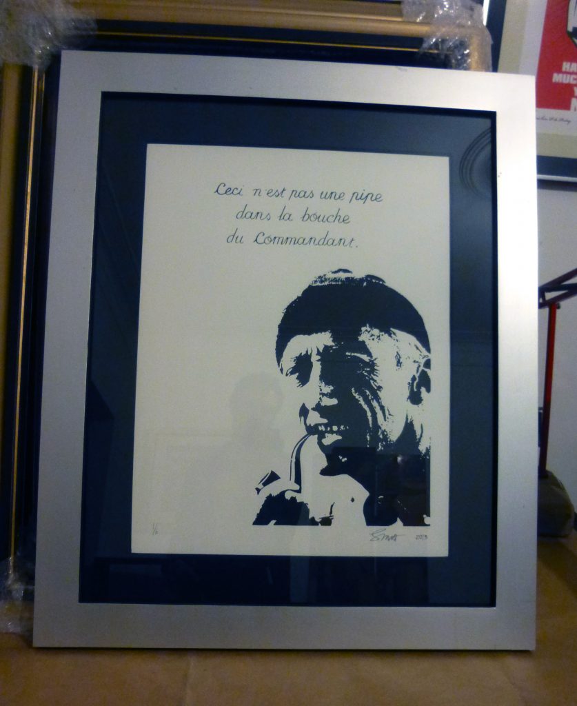 Sérigraphie encadrée de Cousteau.